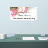 ピンクのバラ結婚の画像の歓迎バナー記号 横断幕 (トレードショー)