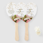 ピンクのバラ結婚の花 ハンドファン (正面&裏面)