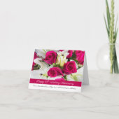 ピンクのバラ結婚スで15周年を迎えるハッピーイベント カード (正面)