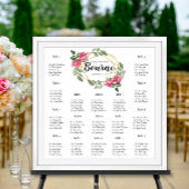 ピンクのバラ結婚スのシーティングチャート17表 ポスター