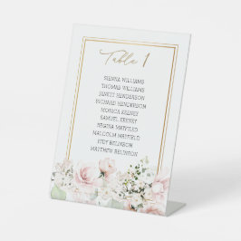 ピンクのバラ結婚スのテーブル番号表 台座サイン