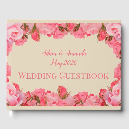 ピンクのバラ結婚ス ゲストブック (正面)