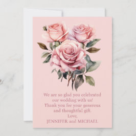 ピンクのバラ結婚ズの感謝の気持ち サンキューカード