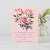 ピンクのバラ結婚ズの感謝の気持ち サンキューカード (スタンド正面)