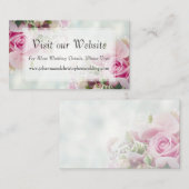 ピンクのバラ結婚ズの訪問Webサイトのエンクロージャカー エンクロージャーカード (正面/裏面)