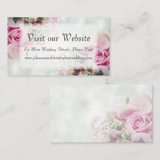 ピンクのバラ結婚ズの訪問Webサイトのエンクロージャカー エンクロージャーカード (正面/裏面)