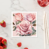 ピンクのバラ結婚ズ スタンダードカクテルナプキン (インサイチュ)