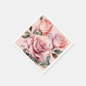 ピンクのバラ結婚ズ スタンダードカクテルナプキン (角)
