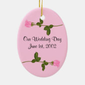 ピンクのバラ結婚ズ セラミックオーナメント (裏面)