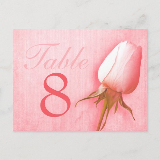 ピンクのバラ結婚バドのテーブル番号1-9 ポストカード (正面)