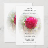 ピンクのバラ結婚ブド セーブザデート (正面/裏面)
