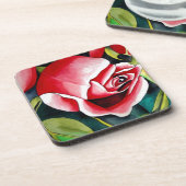 ピンクのバラ絵画ブドの花 コースター (左側)