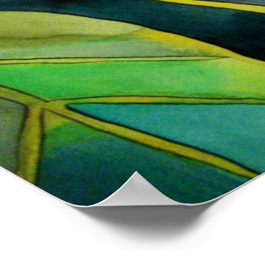 ピンクのバラ絵画ブドの花 ポスター (角)