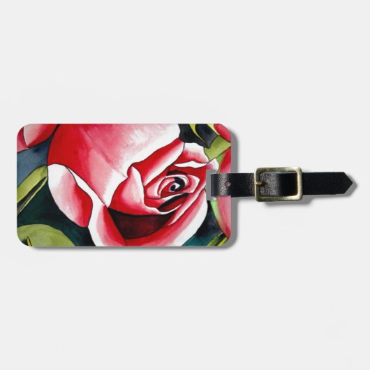 ピンクのバラ絵画ブドの花 ラゲッジタグ (正面横)