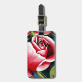 ピンクのバラ絵画ブドの花 ラゲッジタグ (正面縦)
