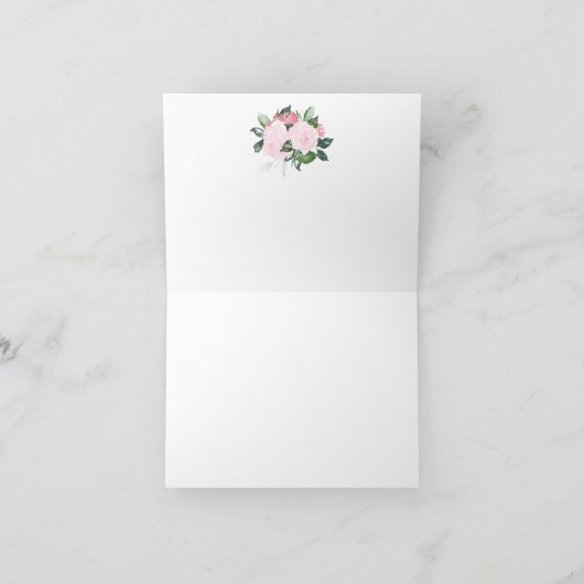 ピンクのバラ緑の幾何学的ありがとう サンキューカード (内部)