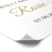 ピンクのバラ緑の葉のバプテスマのサイン ポスター (角)