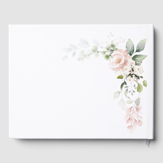 ピンクのバラ緑の葉ベビーシャワーゲストブック ゲストブック (裏面)