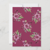 ピンクのバラ緑 | 80誕生日 招待状 (裏面)