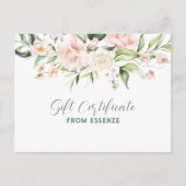 ピンクのバラ縁どスギフト証明書はがき ポストカード (正面)