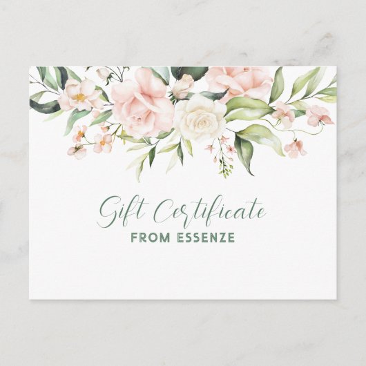 ピンクのバラ縁どスギフト証明書はがき ポストカード (正面)