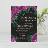 ピンクのバラ縁どスフローラSweet sixteen 招待状 (スタンド正面)