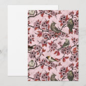 ピンクのバラ色に鳥と桜 (正面/裏面)