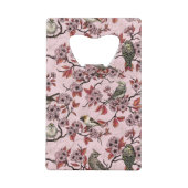 ピンクのバラ色に鳥と桜 クレジットカード栓抜き (裏面)