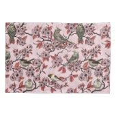 ピンクのバラ色に鳥と桜 枕カバー (裏面-左)