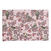 ピンクのバラ色に鳥と桜 枕カバー (正面右)