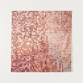 ピンクのバラ色の金ゴールドの四角いモザイクタイル タペストリー (正面(横))