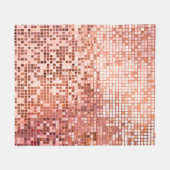 ピンクのバラ色の金ゴールドの四角いモザイクタイル フリースブランケット (正面(横))