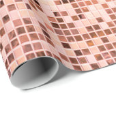 ピンクのバラ色の金ゴールドの四角いモザイクタイル ラッピングペーパー (ロールコーナー)