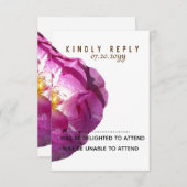 ピンクのバラ花の花の写真の応答カード 出欠カード (正面/裏面)