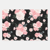 ピンクのバラ花の花柄 ラッピングペーパーシート (正面2)