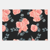 ピンクのバラ花の花柄 ラッピングペーパーシート (正面)