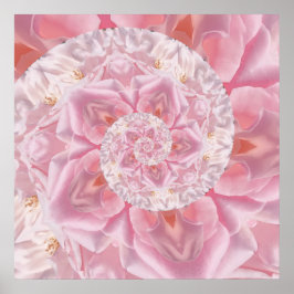 ピンクのバラ花びらがラブデジタルアートワークのスパイラル ポスター