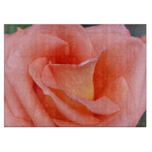 ピンクのバラ花びら カッティングボード (正面)