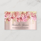 ピンクのバラ花ゴールデンドリップQRコードロゴ 名刺 (正面)