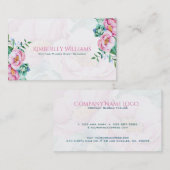 ピンクのバラ花束白い背景 名刺 (正面/裏面)