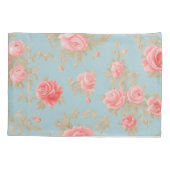 ピンクのバラ花柄 枕カバー (裏面)