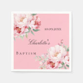 ピンクのバラ花模様エレガント洗礼 スタンダードカクテルナプキン (正面)