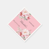 ピンクのバラ花模様エレガント洗礼 スタンダードカクテルナプキン (角)