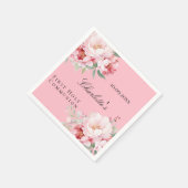ピンクのバラ花模様ガールファースト・ホーリー・コミュニオン スタンダードカクテルナプキン (角)