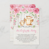 ピンクのバラ赤ちゃんフクロウが本の挿入カードを持ってくる エンクロージャーカード (正面/裏面)