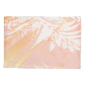 ピンクのバラ金ゴールドのヤシ葉の木の珊瑚 枕カバー (裏面)