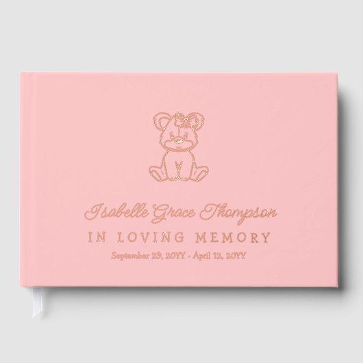 ピンクのバラ金ゴールドテディベアガール愛の記憶の中 ゲストブック (正面)