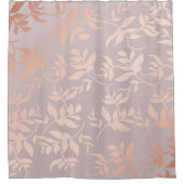 ピンクのバラ金ゴールドメタリック葉 |粉末赤面 シャワーカーテン (正面)