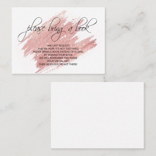 ピンクのバラ金ゴールド本を持ってきて赤ちゃんシャワー エンクロージャーカード (正面/裏面)