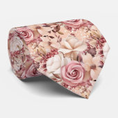 ピンクのバラ金ゴールド花フローラネックタイ ネクタイ (ロール)